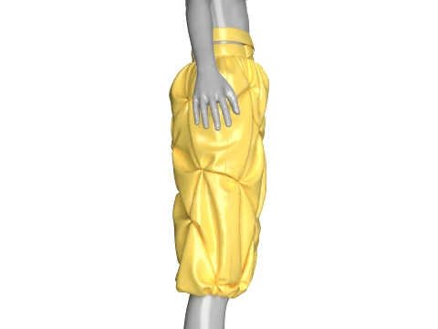 Girls Criss-Cross Waist Smocked Bubble Skirt 3D Model
