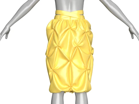 Girls Criss-Cross Waist Smocked Bubble Skirt 3D Model