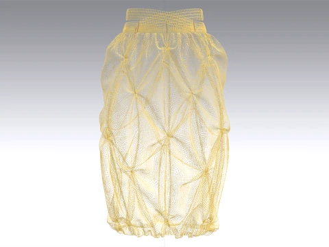 Girls Criss-Cross Waist Smocked Bubble Skirt 3D Model