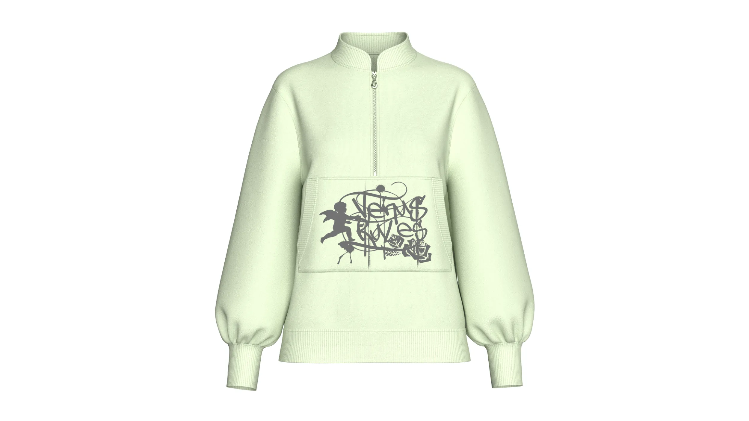 Girls Half-Zip Printed Kangaroo Pocket Jacket 3D Model .c4d .max .obj .3ds .fbx .stl .blend 