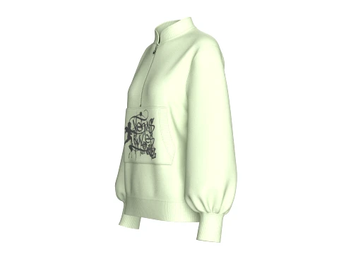 Girls Half-Zip Printed Kangaroo Pocket Jacket 3D Model