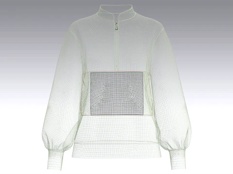 Girls Half-Zip Printed Kangaroo Pocket Jacket 3D Model