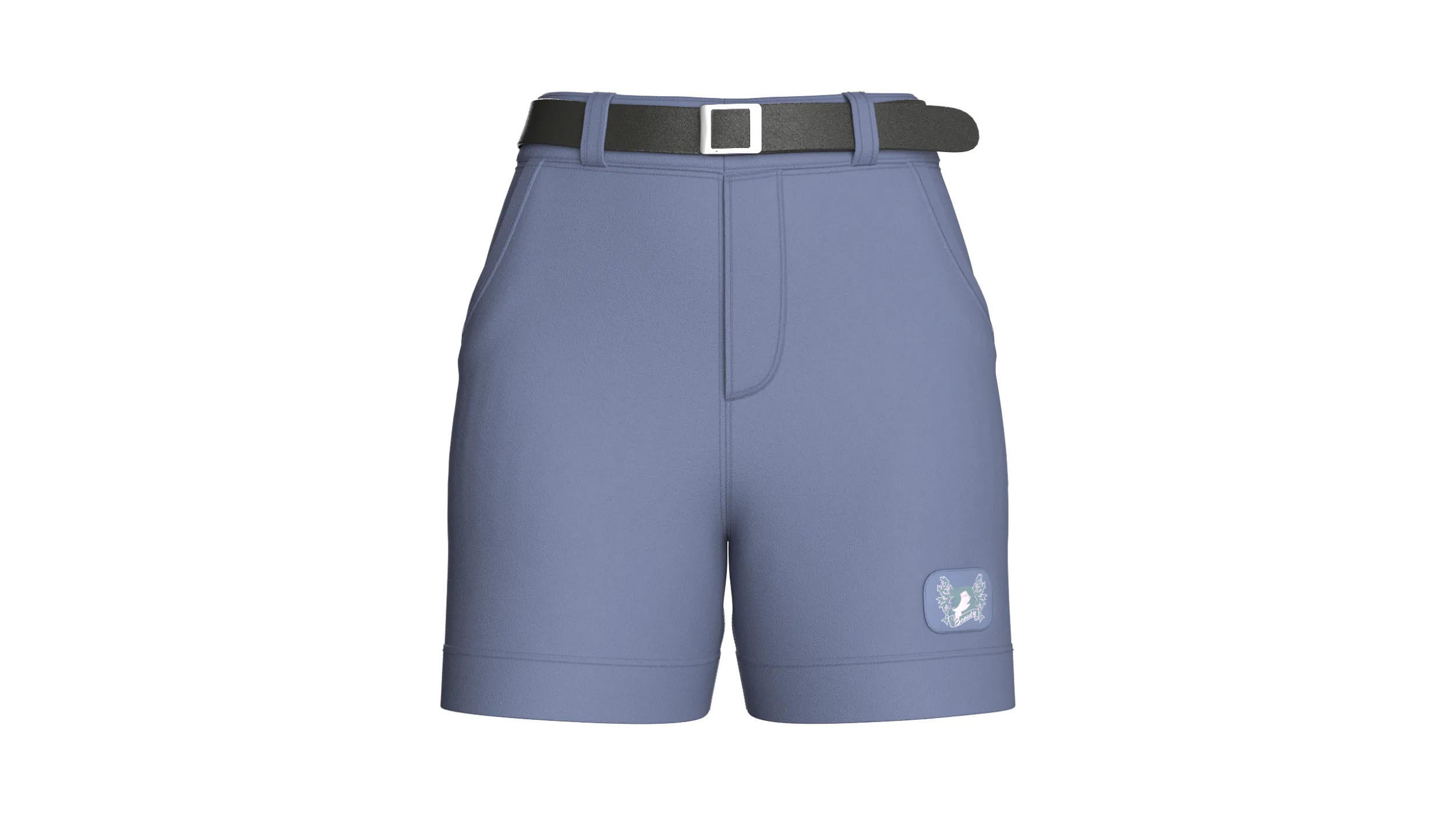Girls High-Waisted Belted ShortsWith Pockets 3D Model .c4d .max .obj .3ds .fbx .stl .blend 