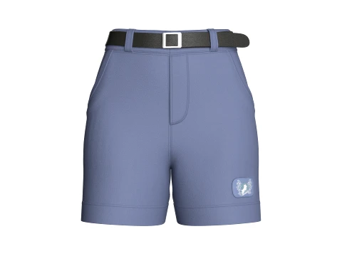 Girls High-Waisted Belted ShortsWith Pockets 3D Model