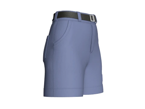 Girls High-Waisted Belted ShortsWith Pockets 3D Model
