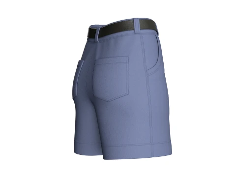 Girls High-Waisted Belted ShortsWith Pockets 3D Model
