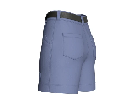 Girls High-Waisted Belted ShortsWith Pockets 3D Model