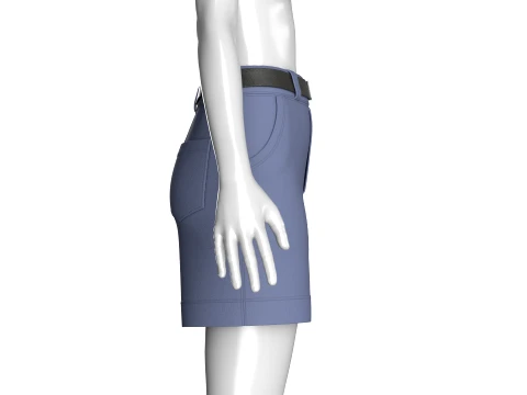 Girls High-Waisted Belted ShortsWith Pockets 3D Model