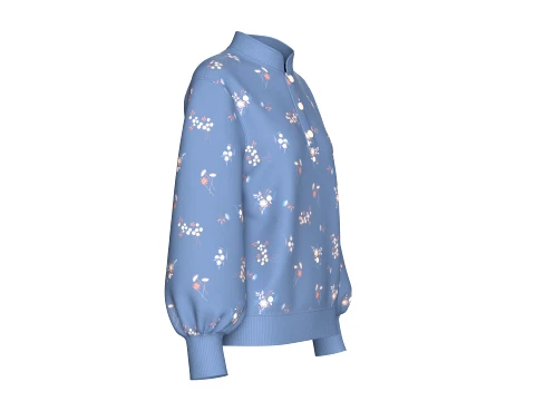 Girls Mandarin Collar Floral Printed Sweatshirt 3D Model