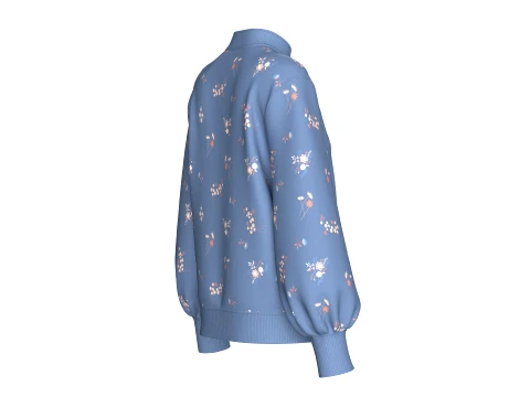 Girls Mandarin Collar Floral Printed Sweatshirt 3D Model