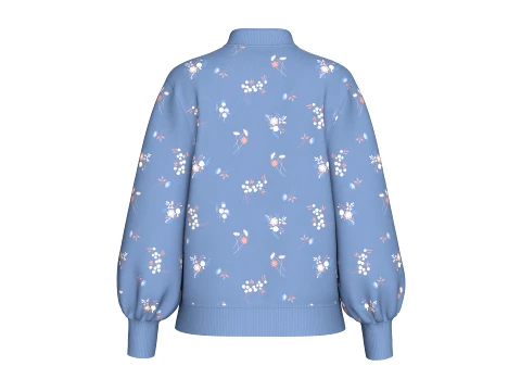 Girls Mandarin Collar Floral Printed Sweatshirt 3D Model