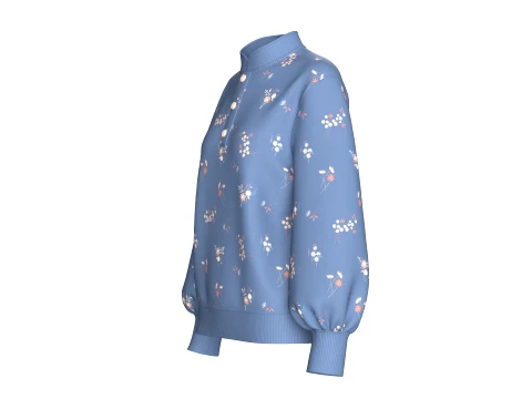Girls Mandarin Collar Floral Printed Sweatshirt 3D Model