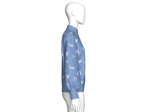 Girls Mandarin Collar Floral Printed Sweatshirt 3D Model