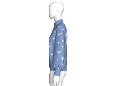 Girls Mandarin Collar Floral Printed Sweatshirt 3D Model