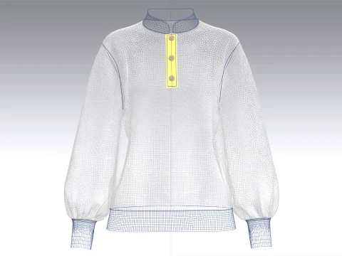 Girls Mandarin Collar Floral Printed Sweatshirt 3D Model