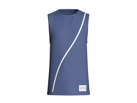 Men Curved Striped Sleeveless Tank Top 3D Model