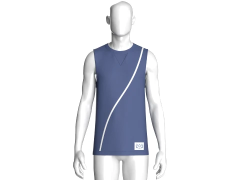 Men Curved Striped Sleeveless Tank Top 3D Model