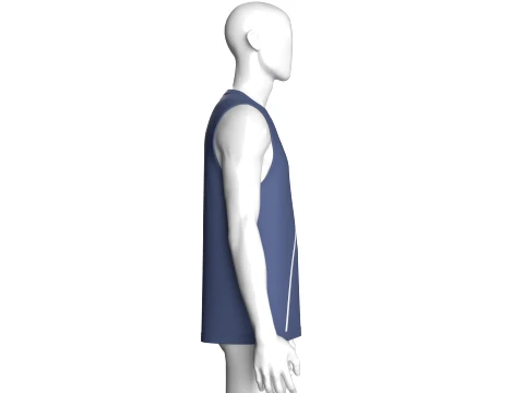 Men Curved Striped Sleeveless Tank Top 3D Model