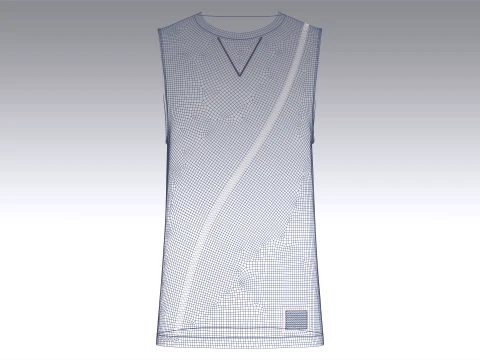 Men Curved Striped Sleeveless Tank Top 3D Model