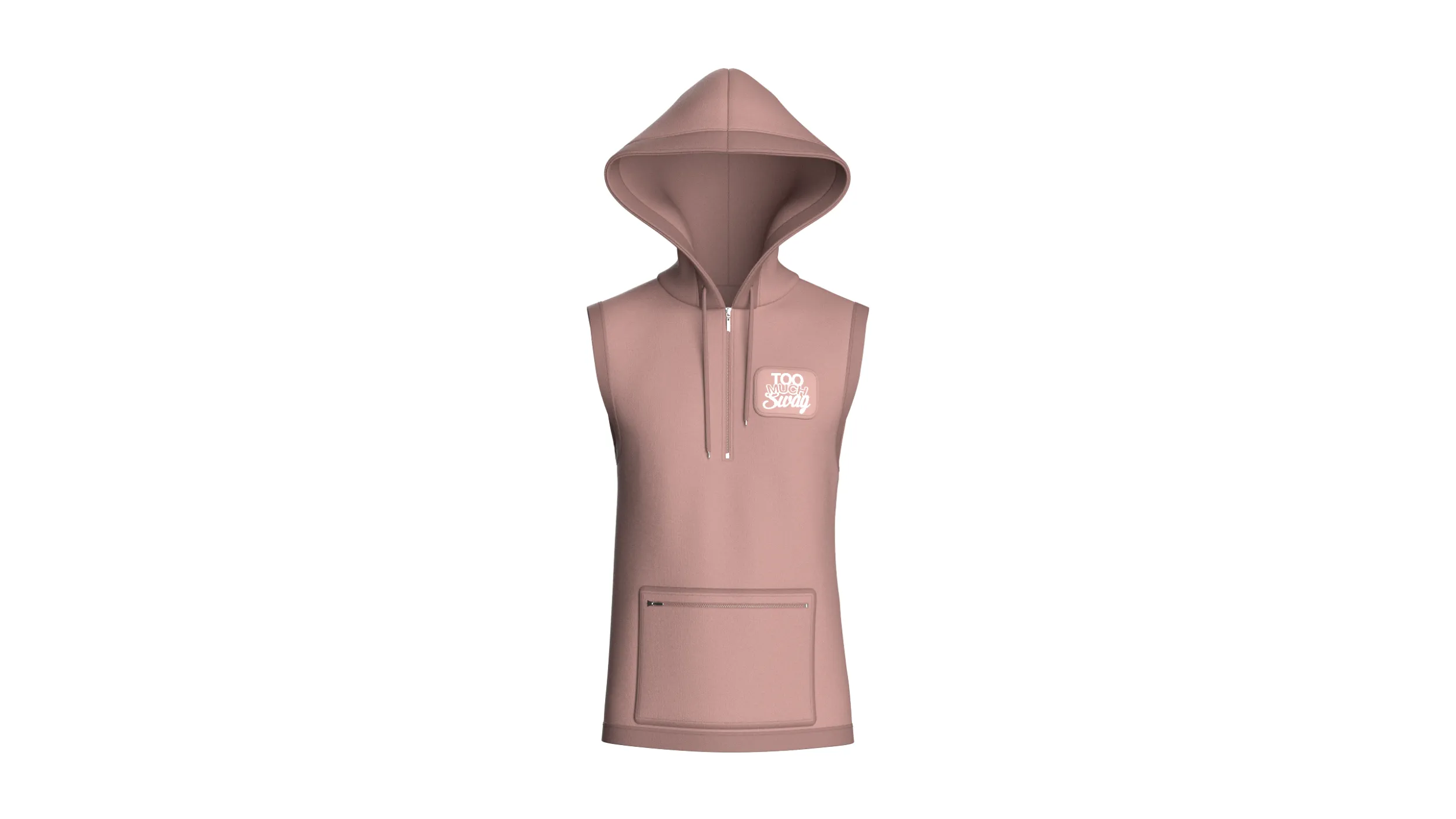 Men Half-Zip Sleeveless Graphic Hoodie 3D Model .c4d .max .obj .3ds .fbx .stl .blend 