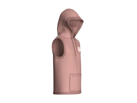 Men Half-Zip Sleeveless Graphic Hoodie 3D Model