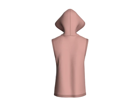 Men Half-Zip Sleeveless Graphic Hoodie 3D Model