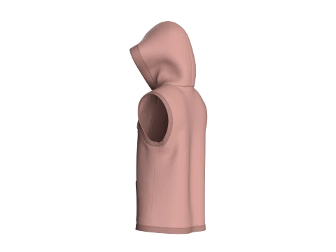 Men Half-Zip Sleeveless Graphic Hoodie 3D Model