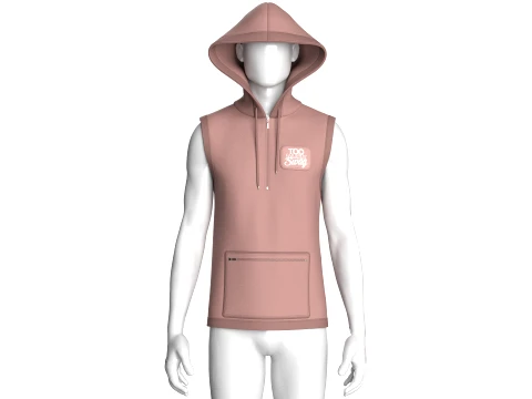 Men Half-Zip Sleeveless Graphic Hoodie 3D Model