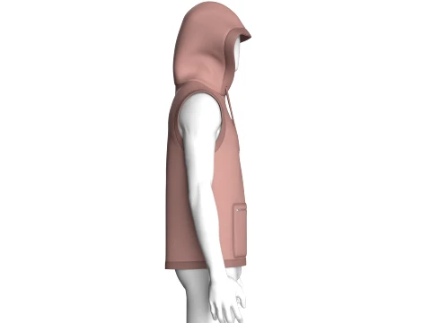 Men Half-Zip Sleeveless Graphic Hoodie 3D Model