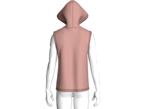 Men Half-Zip Sleeveless Graphic Hoodie 3D Model