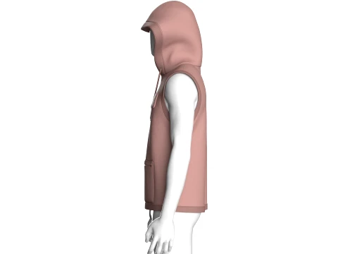 Men Half-Zip Sleeveless Graphic Hoodie 3D Model