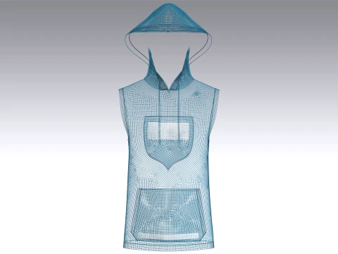 Men Sleeveless Printed Hooded Jacket 3D Model