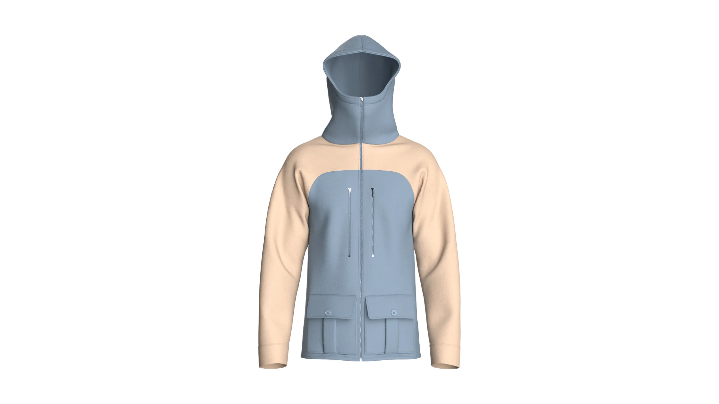 Men Two Ton Full-Zip Hooded Jacket 3D Model .c4d .max .obj .3ds .fbx .stl .blend 
