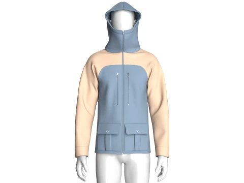 Men Two Ton Full-Zip Hooded Jacket 3D Model