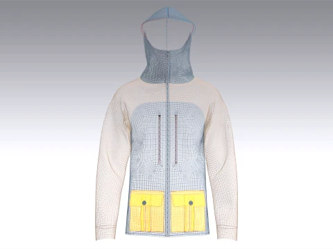 Men Two Ton Full-Zip Hooded Jacket 3D Model