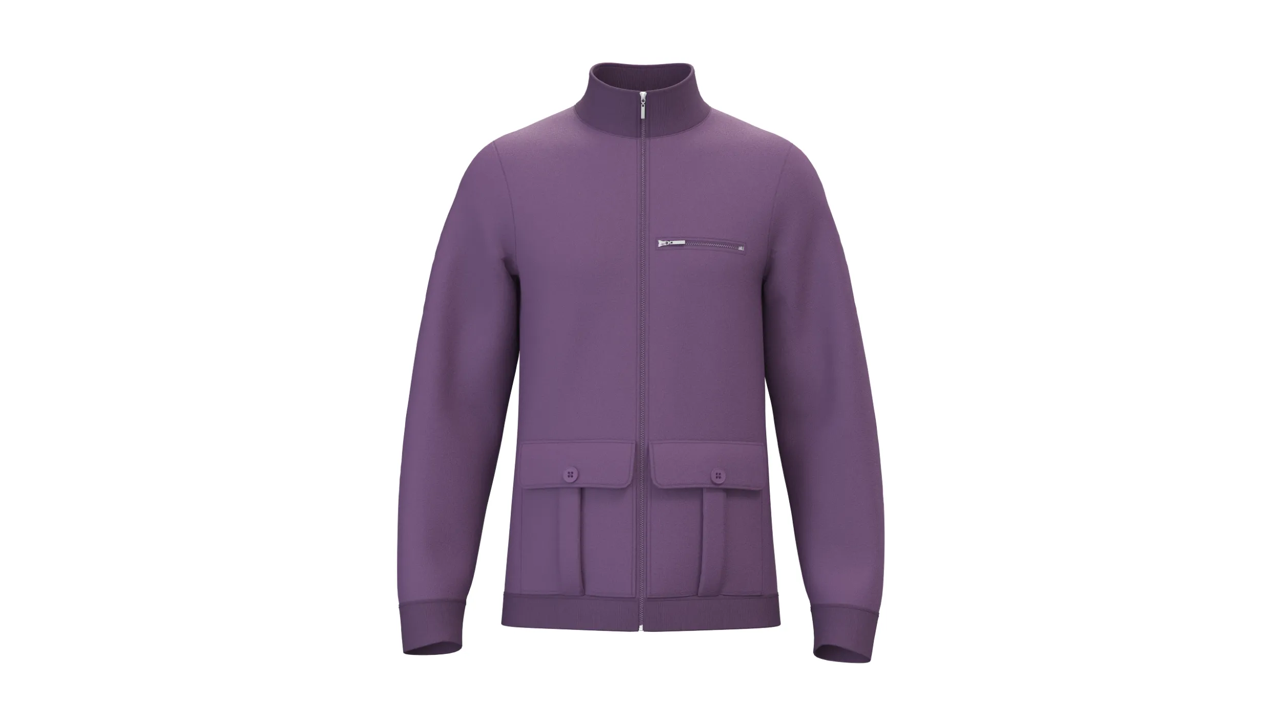 Men Dusty Purple Full-Zip High Neck Jacket 3D Model .c4d .max .obj .3ds .fbx .stl .blend 