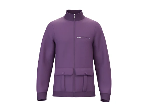 Men Dusty Purple Full-Zip High Neck Jacket 3D Model