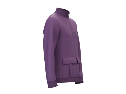 Men Dusty Purple Full-Zip High Neck Jacket 3D Model