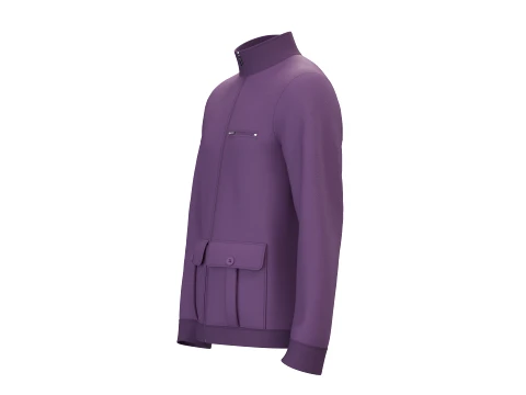 Men Dusty Purple Full-Zip High Neck Jacket 3D Model