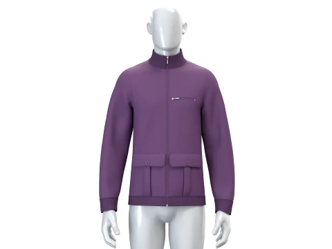 Men Dusty Purple Full-Zip High Neck Jacket 3D Model