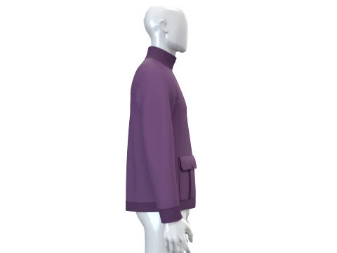 Men Dusty Purple Full-Zip High Neck Jacket 3D Model