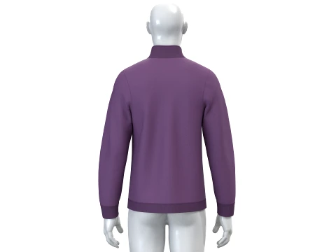 Men Dusty Purple Full-Zip High Neck Jacket 3D Model