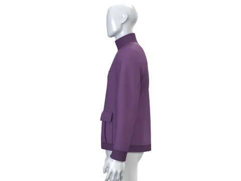 Men Dusty Purple Full-Zip High Neck Jacket 3D Model