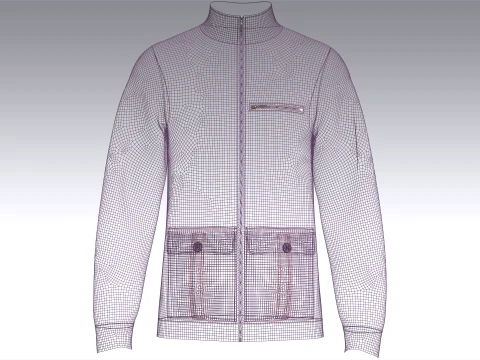 Men Dusty Purple Full-Zip High Neck Jacket 3D Model