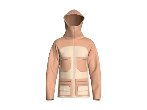 Men Hooded Jacket With Multi Zip Pocket 3D Model
