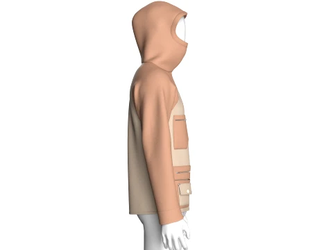 Men Hooded Jacket With Multi Zip Pocket 3D Model