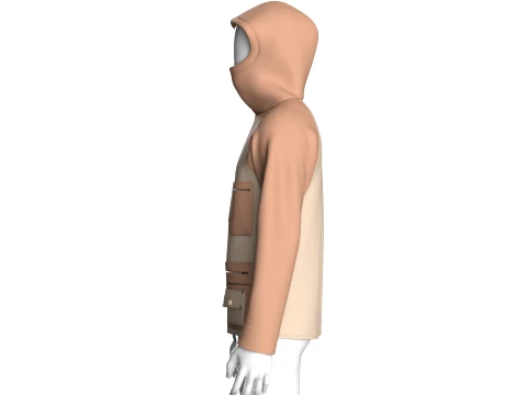 Men Hooded Jacket With Multi Zip Pocket 3D Model