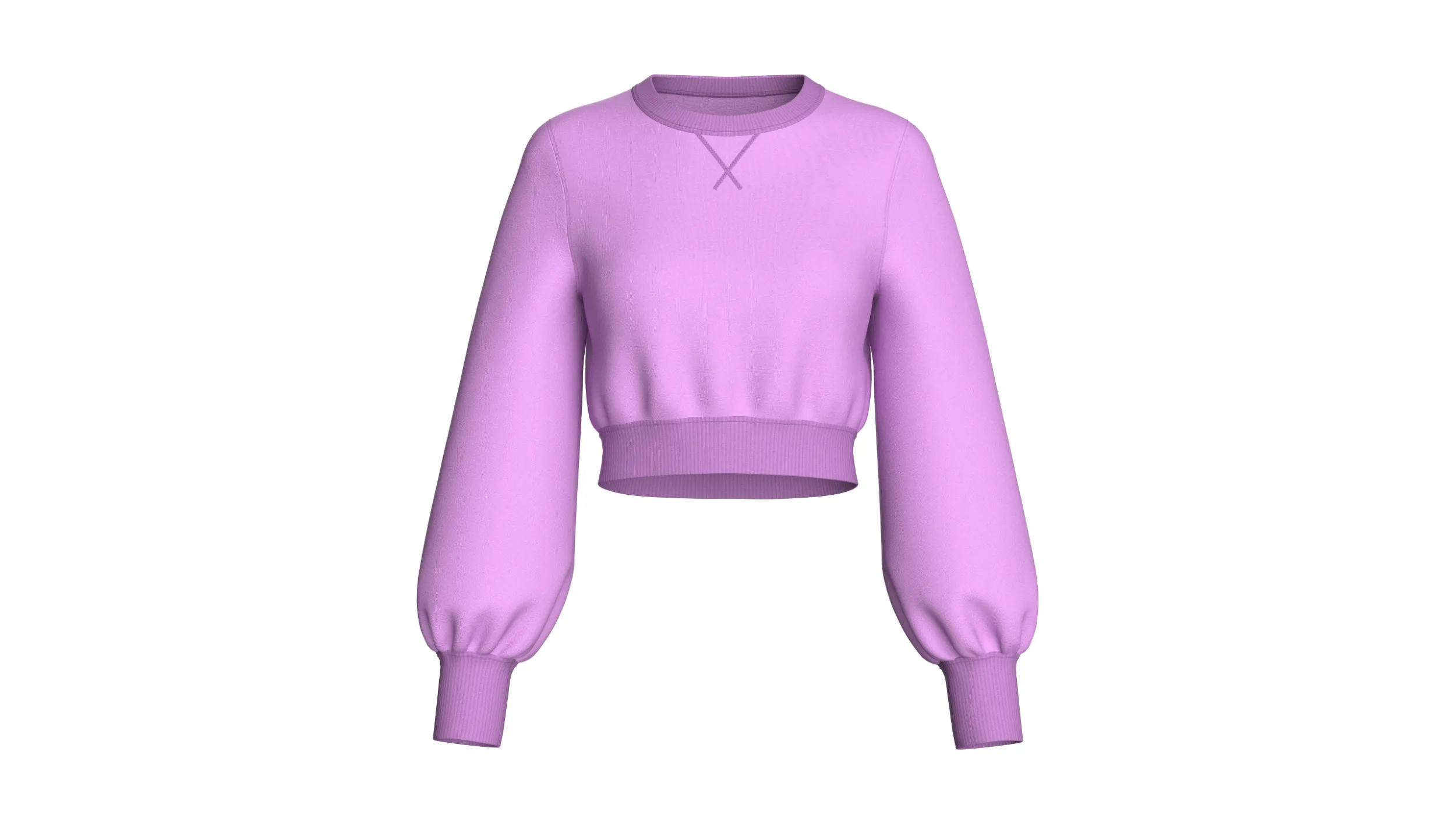 Girls Long Puffed Sleeves Cropped Sweatshirt 3D Model .c4d .max .obj .3ds .fbx .stl .blend 