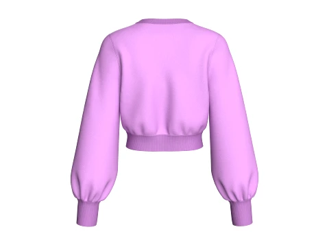 Girls Long Puffed Sleeves Cropped Sweatshirt 3D Model