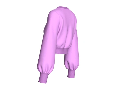 Girls Long Puffed Sleeves Cropped Sweatshirt 3D Model